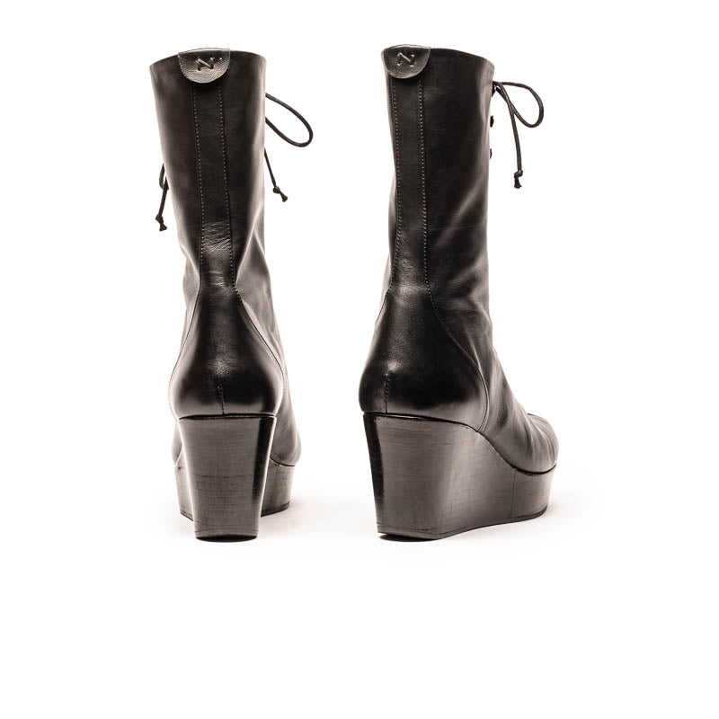JONES Black 2nd | Leather Wedge Boots | Tracey Neuls