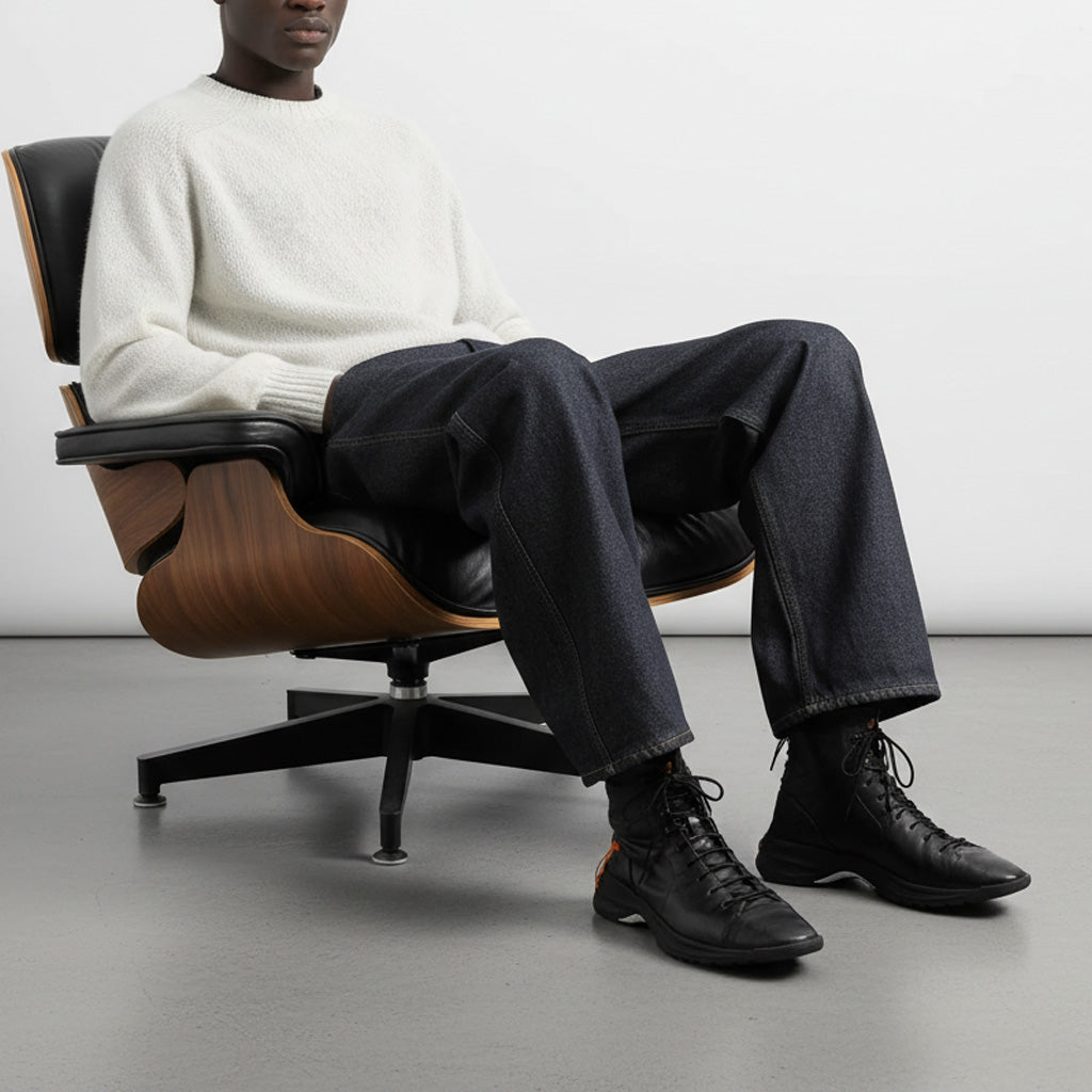 PUNK Black | Leather Sneaker Boots