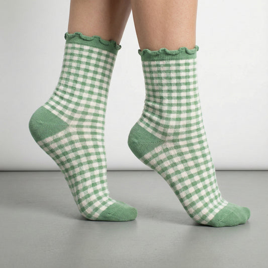 SOCKS Checkers | Avocado Green Cotton Blend