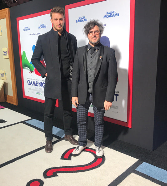 Corin Hardy and Jonas Bloquet The Nun on the Red Carpet for Game Night Hollywood in Tracey Neuls shoes