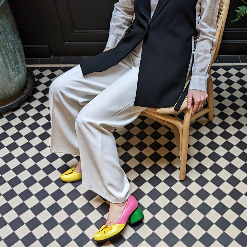 Women's colourful shoes, multi-coloured high heel handmade shoes, UK 2023