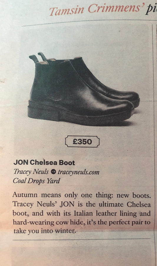 JON Women's Chelsea Boots by London footwear designer Tracey Neuls featured in KX Quarterly Magazine