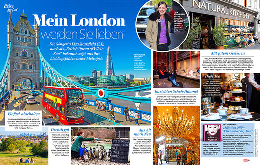 Singer Lisa Stansfield's guide to London in German, recommending Tracey Neuls