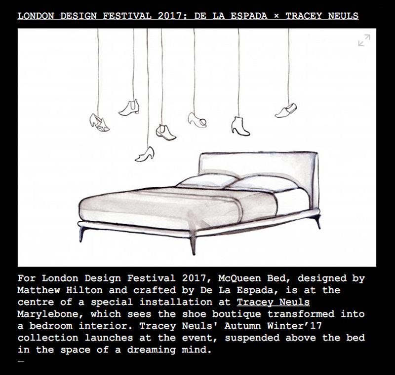 drawn image watercolour of a bed with writing underneath 