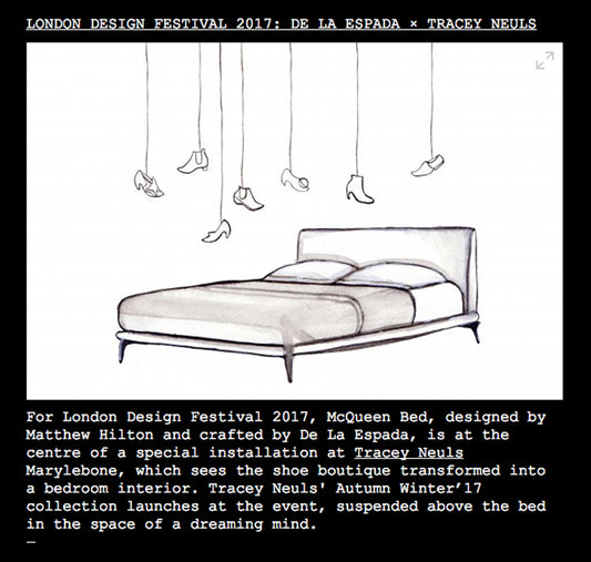 drawn image watercolour of a bed with writing underneath 