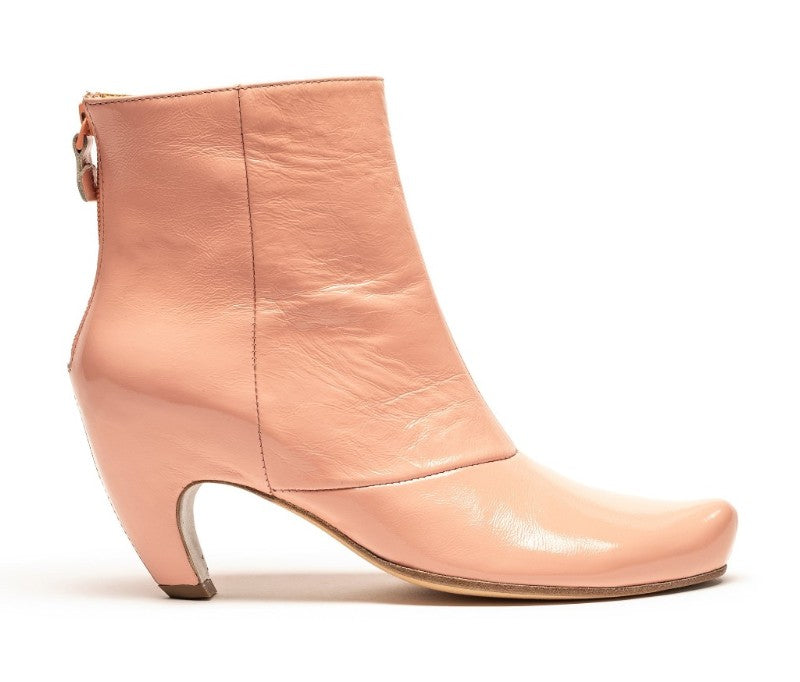 High heeled pink women's zip up ankle boot