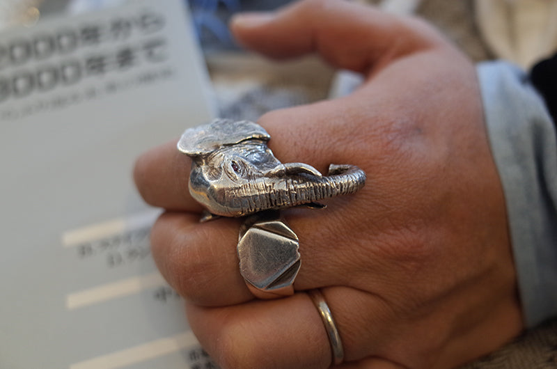 Tatsuo Hino Buyer Beams Japan wearing silver Elephant ring
