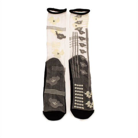 Smoke Floral Checkered | Cotton n Sheer Socks | Tracey Neuls
