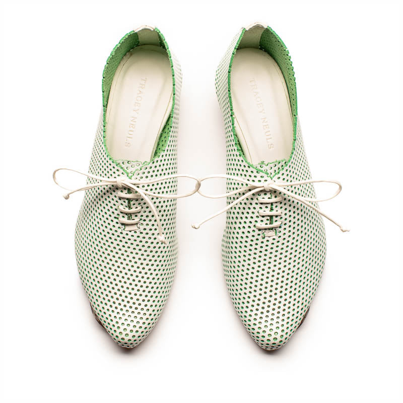 SS25_25 CARLOS White Pistachio | Leather Sneaker | Tracey Neuls