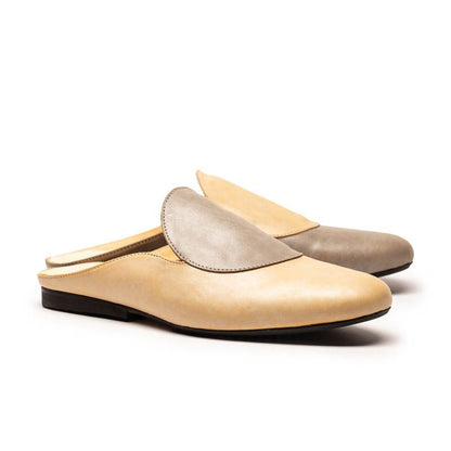 SS25_ CUDDY Dot Oyster | Leather Mules | Tracey Neuls