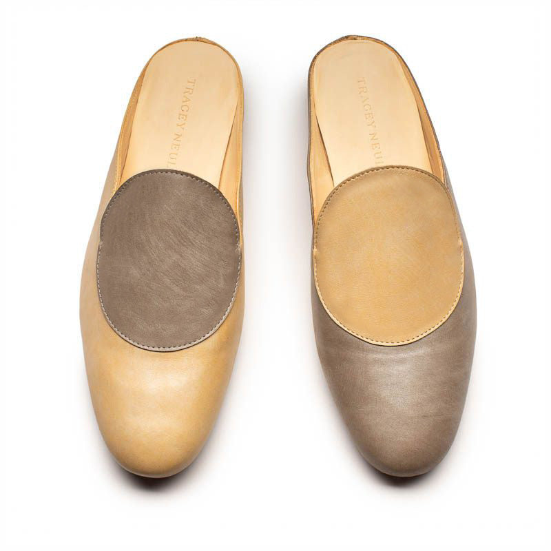 SS25_ CUDDY Dot Oyster | Leather Mules | Tracey Neuls