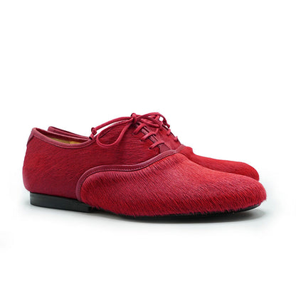 SS25_39 DUTRONC Rambutan | Red Hair-on Leather Derby | Tracey Neuls