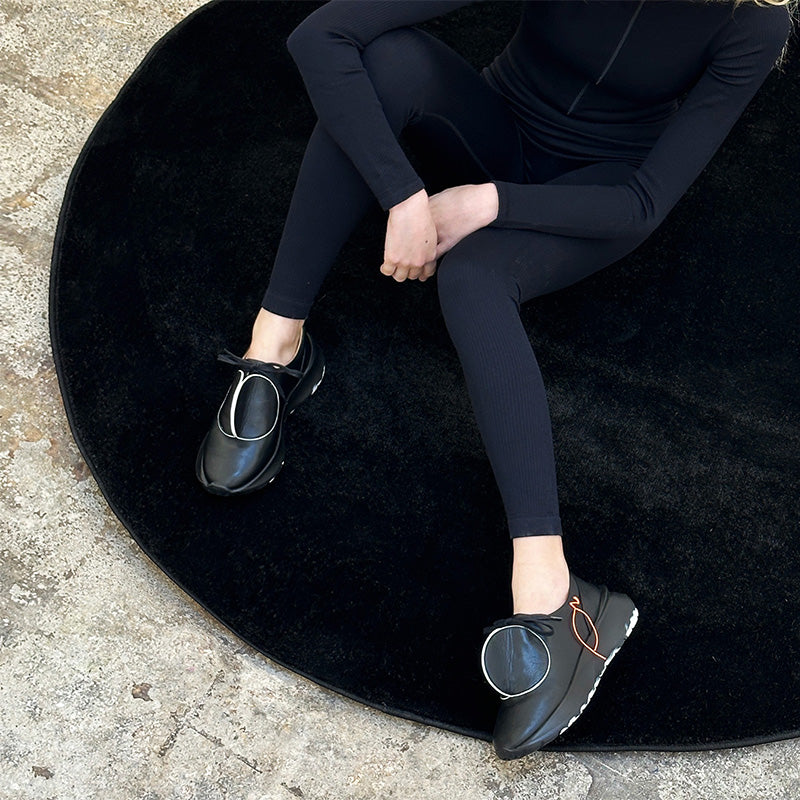 SS24 DOT Smoke | Black Leather Sneakers | Tracey Neuls