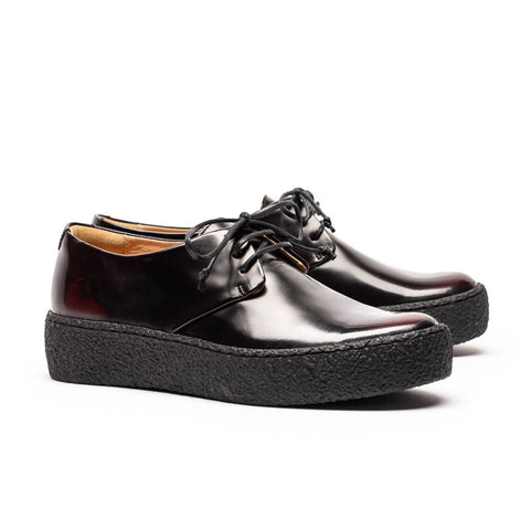 GEEK PLATFORM Smolder | Black n Burgundy Leather Textured Platform Sneakers