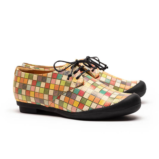 GEEK Grid | Multi Checkerboard Printed Leather Sneakers | Tracey Neuls