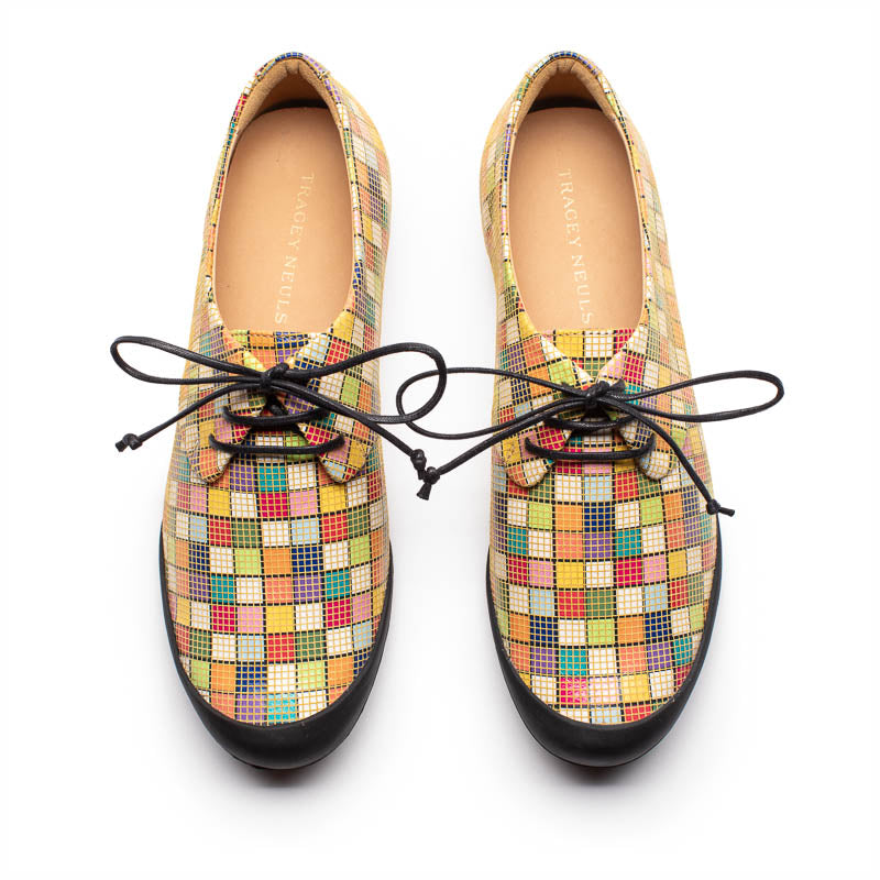 GEEK Grid | Multi Checkerboard Printed Leather Sneakers | Tracey Neuls