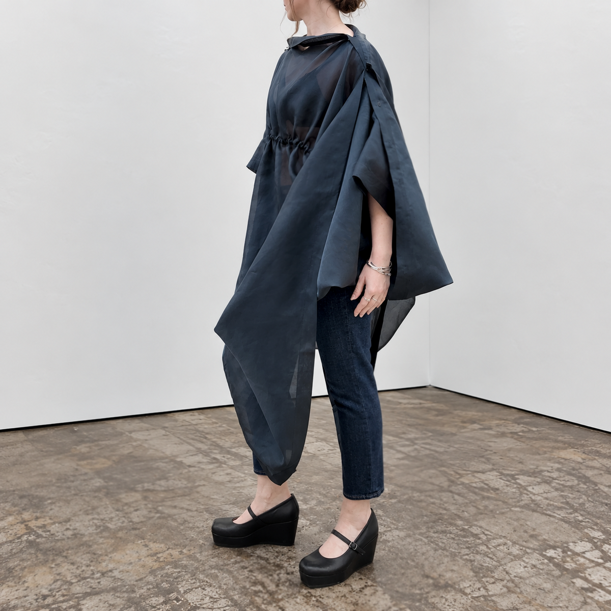 GLORIA Dress | 100% Silk Voile Petrol