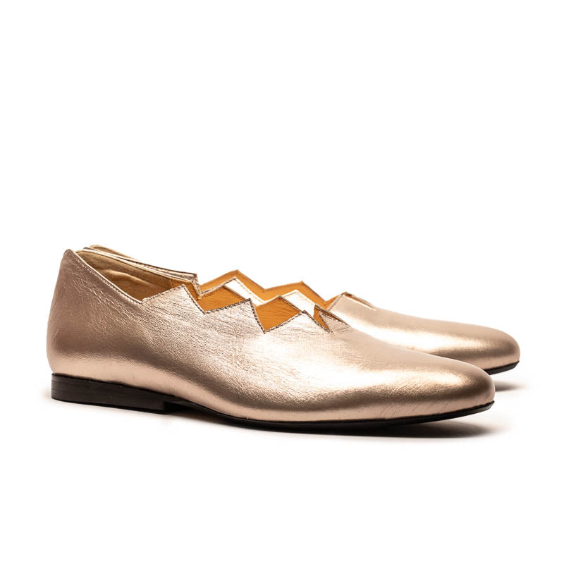 HOLZER Champagne | Gold Silver Leather Loafer | Tracey Neuls