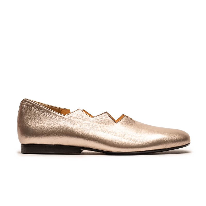 HOLZER Champagne | Gold Silver Leather Loafer | Tracey Neuls