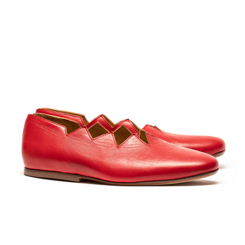 SS24 HOLZER Tomato | Red Leather Slip Ons