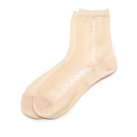 Ivory | Above Ankle Beige Cotton n Sheer Socks | Tracey Neuls