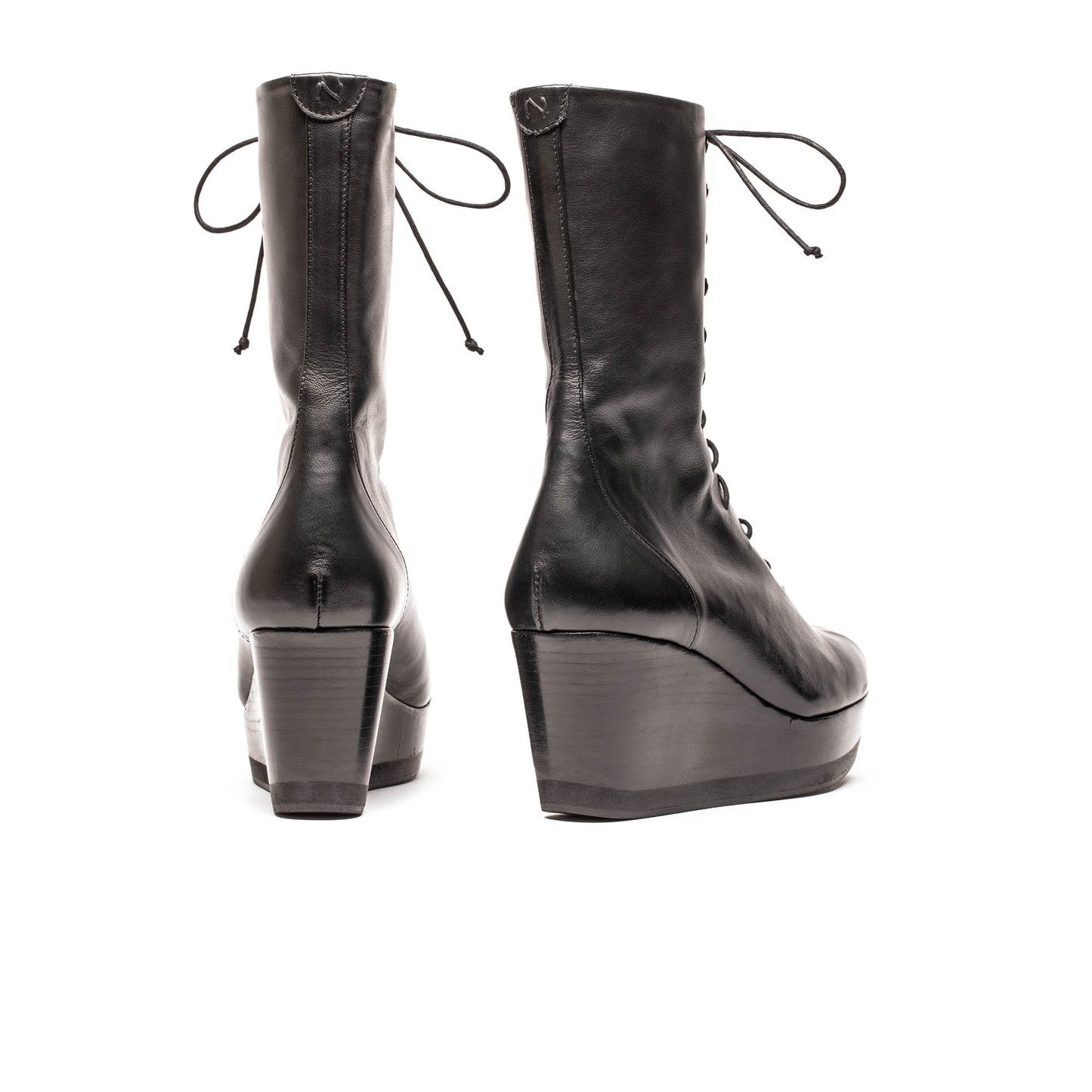 JONES Black | Leather Wedge Boots | Tracey Neuls