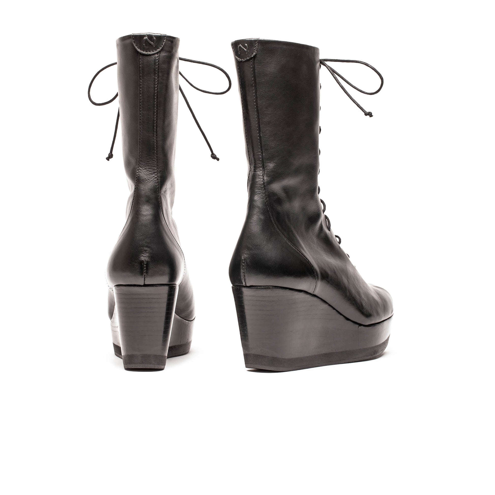 JONES Black | Leather Wedge Boots | Tracey Neuls