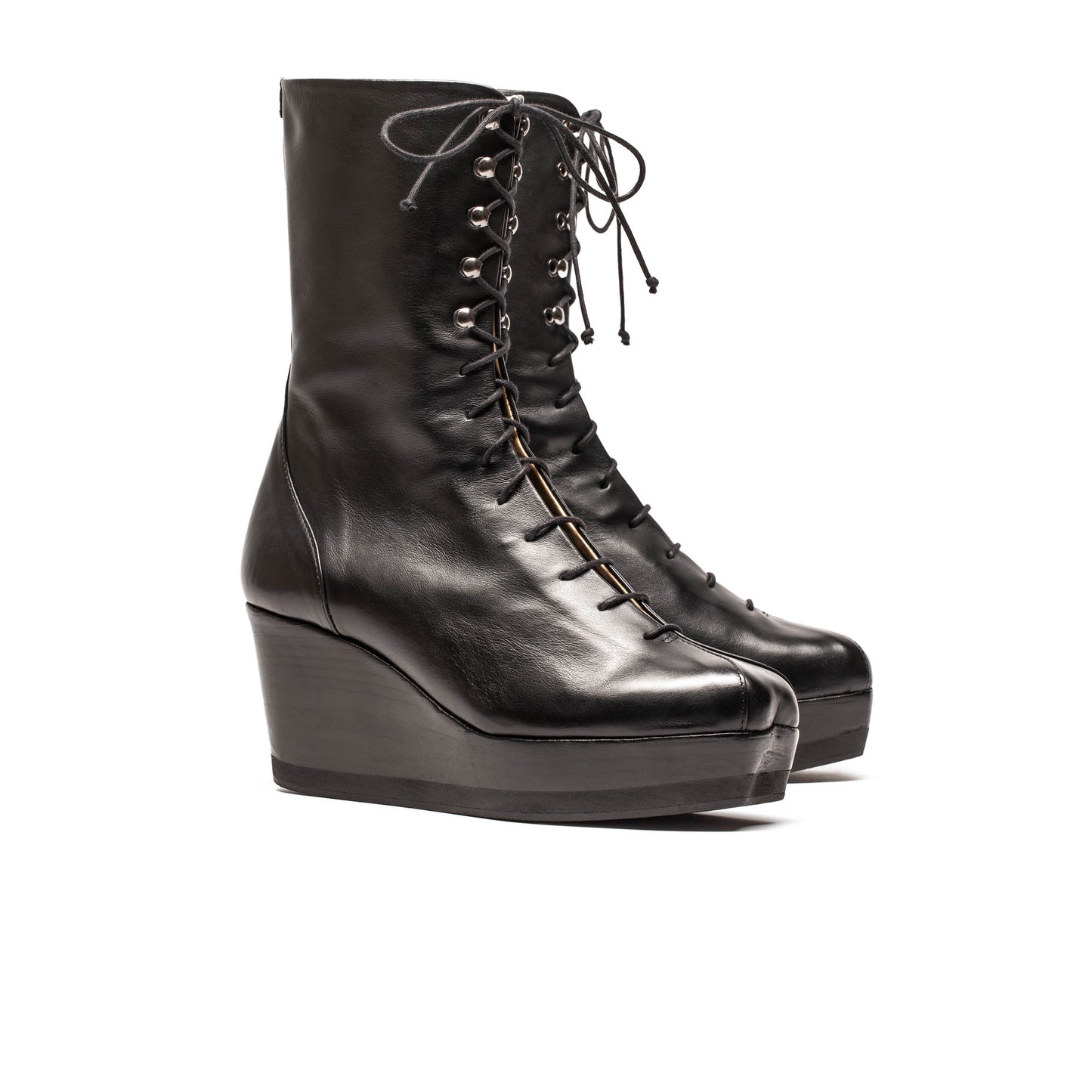 JONES Black | Leather Wedge Boots | Tracey Neuls