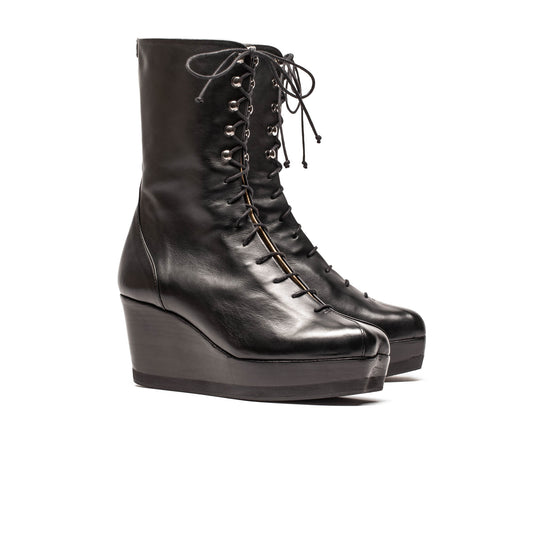 JONES Black | Leather Wedge Boots