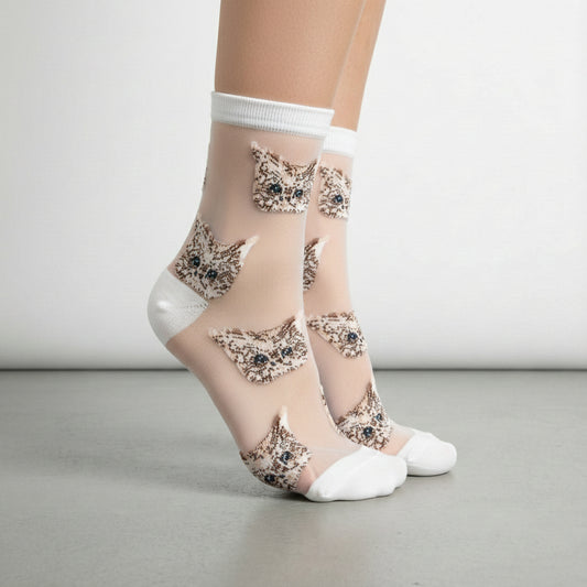 SOCKS Kitty White | Cotton Sheer | Tracey Neuls