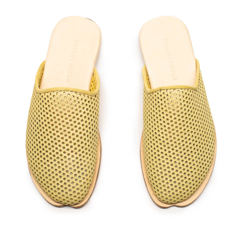 Lala Lime | Perforated Leather Mule | Tracey Neuls