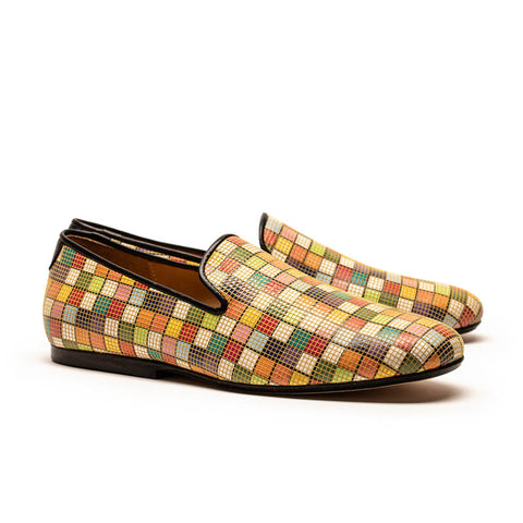 SS24 LOAFER Grid | Multi Printed Leather Loafers