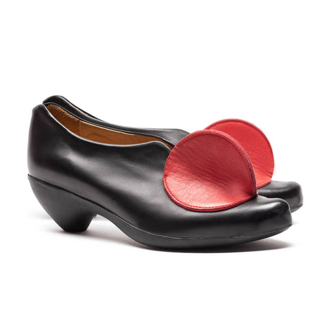 SS24 LOWTOP Cherry | Black Red Slip On Mid Heels