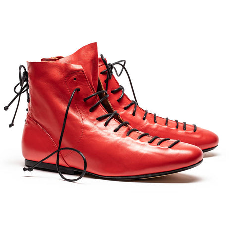 MAGRITTE Poppy | Red Lace Up Leather Boots | Tracey Neuls