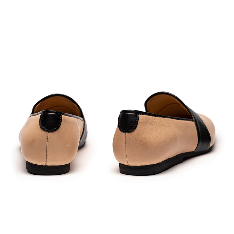 MONDRIAN Neutral | Natural n Black Crepe Soled Leather Loafers