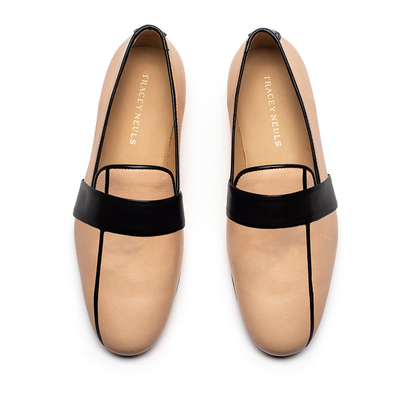 MONDRIAN Neutral | Natural n Black Crepe Soled Leather Loafers