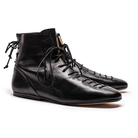 SS24 MAGRITTE Smoke | Black Lace Up Leather Boots