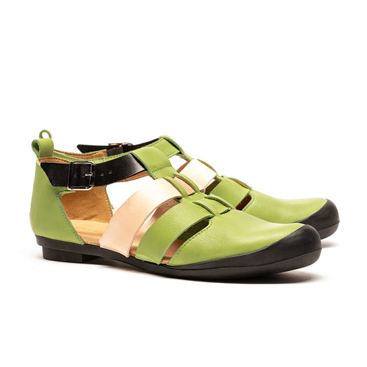 MARINER Pesto | Green and Neutral Leather Sandals | Tracey Neuls