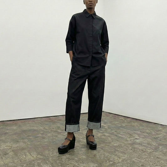 MARY JANE Black | Leather Wedge