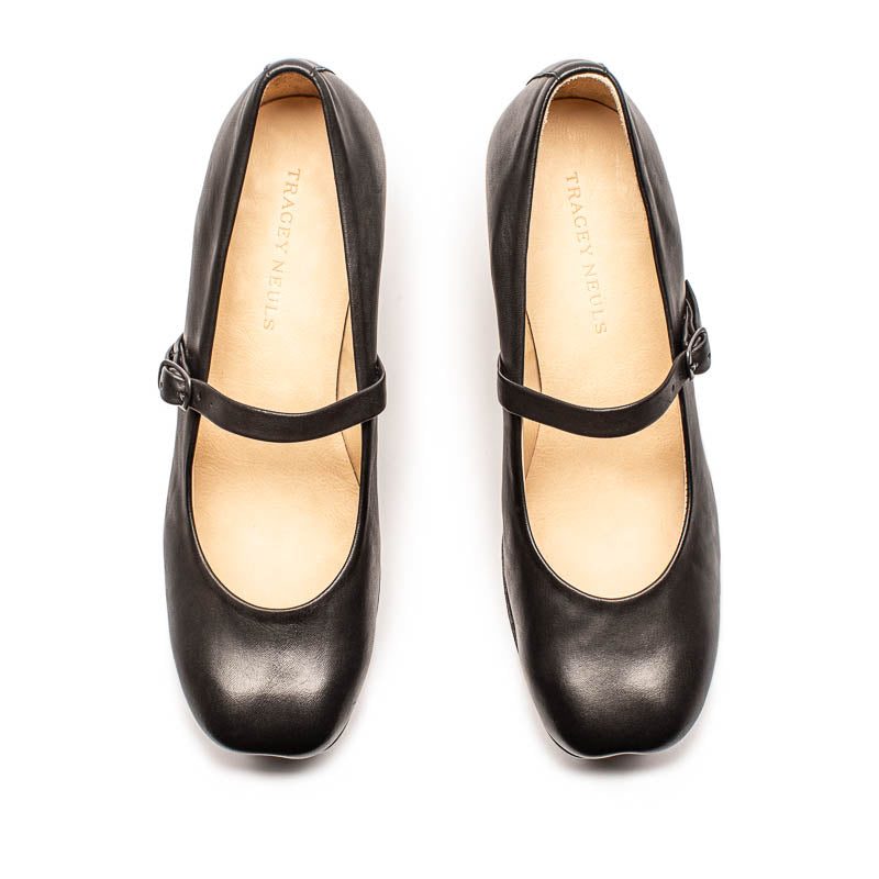 MARY JANE Black | Leather Wedge