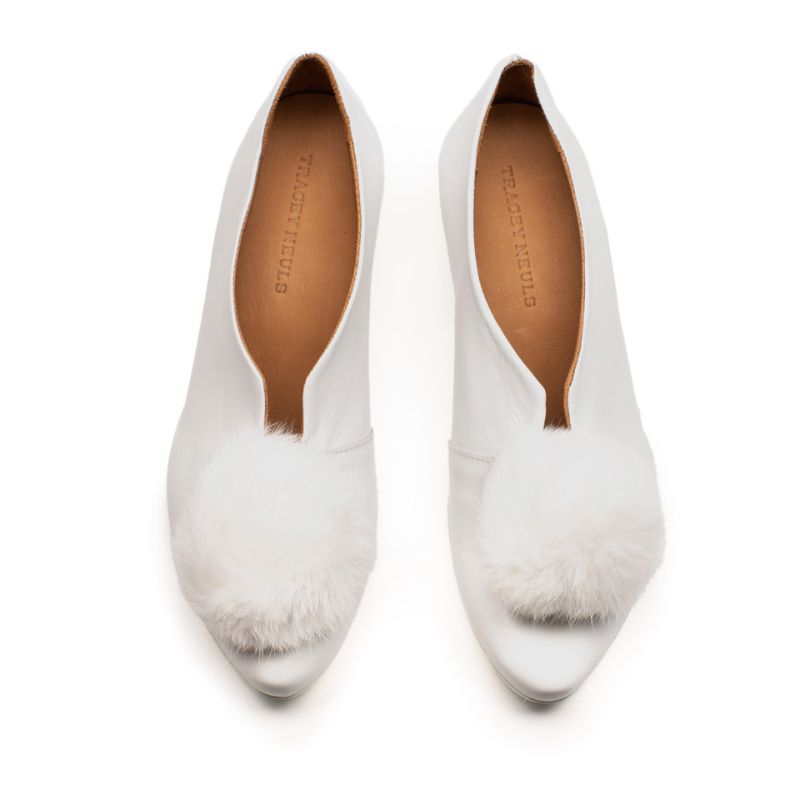 SS25_29 PUFFBALL White | Leather Slip On | Tracey Neuls