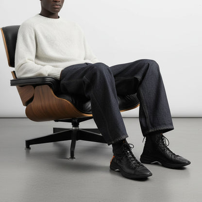 PUNK Black | Leather Sneaker Boots