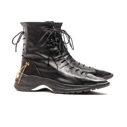 PUNK Black | Leather Sneaker Boots