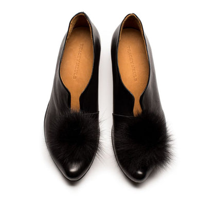 SS25_30 PUFFBALL Black | Leather Slip On | Tracey Neuls