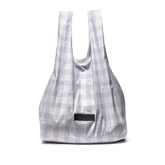 SHOPPER Suiting | Light Grey & Blue Check Carry All Bag | Tracey Neuls