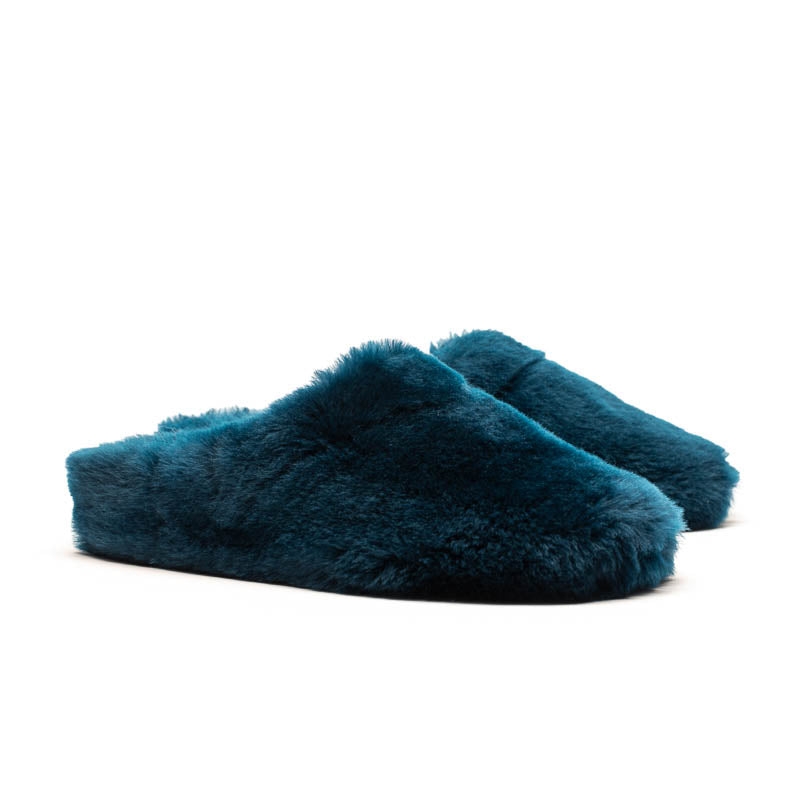 SLIPPERS Aquamarine | Blue Shearling Slippers | Tracey Neuls