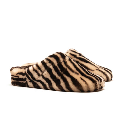 SLIPPERS Zebra | Beige and Black Shearling Slippers