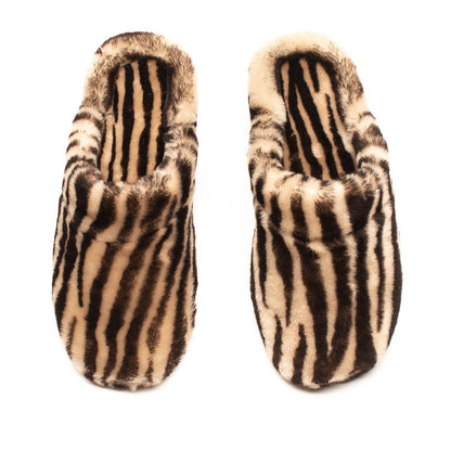 SLIPPERS Zebra from Tracey NeulsSLIPPERS Zebra | Beige and Black Shearling Slippers
