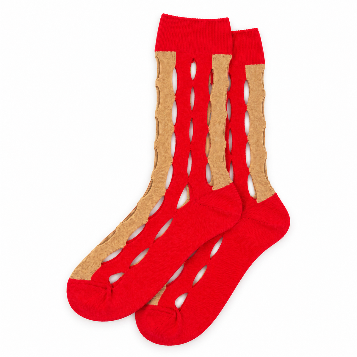 SOCKS Fishnet | Red and Beige Cotton
