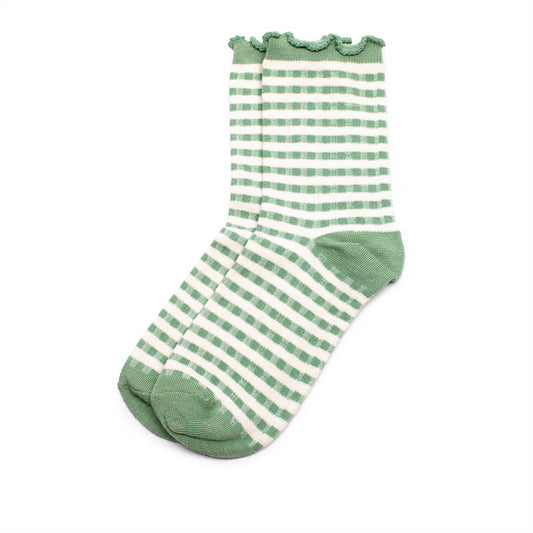 SOCKS Checkers | Avocado Green Cotton Blend